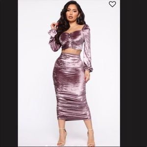 Sexy 2 Piece Velvet skirt Set